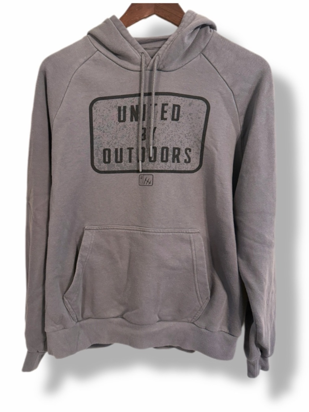 Fintech United By Outdoors Gray Fleece Hoodie Medium Outdoor Fishing Pullover